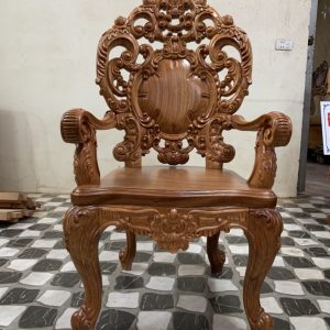 Bộ bàn ghế ăn gỗ hoa hồng chân cong - Bàn dài 10 ghế