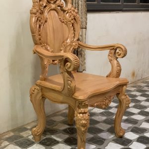 Bộ bàn ghế ăn gỗ hoa hồng chân cong - Bàn dài 10 ghế