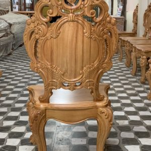 Bộ bàn ghế ăn gỗ hoa hồng chân cong - Bàn dài 10 ghế