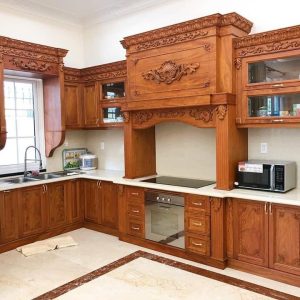 Tủ bếp phòng khách thiết kế theo bản vẽ 3D mẫu theo yêu cầu của khách hàng