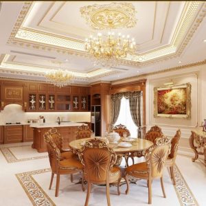 Tủ bếp phòng khách thiết kế theo bản vẽ 3D mẫu theo yêu cầu của khách hàng