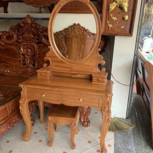 Bàn ghế trang điểm gỗ tự nhiên QH01