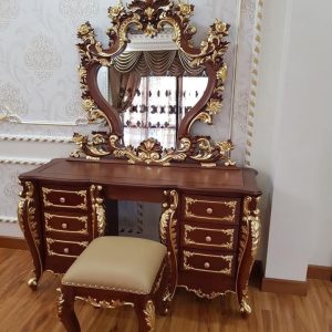 Bàn ghế trang điểm gỗ tự nhiên QH01