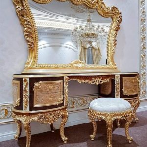 Bàn ghế trang điểm gỗ tự nhiên QH01