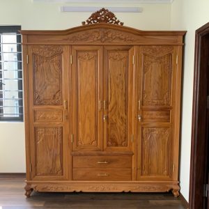 Tủ quần áo tân cổ điển gỗ gõ Nam Phi cao cấp
