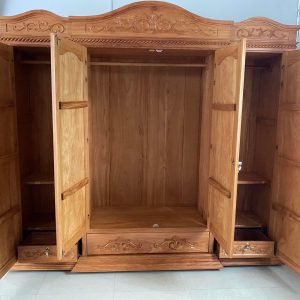 Tủ quần áo tân cổ điển gỗ gõ Nam Phi cao cấp