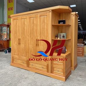 Tủ quần áo tân cổ điển gỗ gõ Nam Phi cao cấp