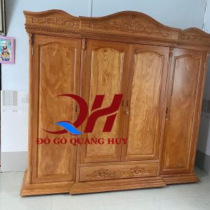Tủ quần áo tân cổ điển gỗ gõ Nam Phi cao cấp