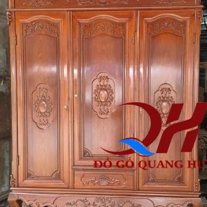 Tủ quần áo tân cổ điển gỗ gõ Nam Phi cao cấp