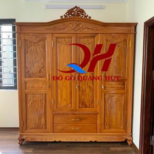 Tủ quần áo tân cổ điển gỗ gõ Nam Phi cao cấp