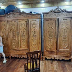 Tủ quần áo tân cổ điển gỗ gõ Nam Phi cao cấp
