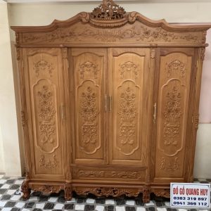 Tủ quần áo tân cổ điển gỗ gõ Nam Phi cao cấp