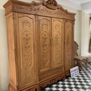 Tủ quần áo tân cổ điển gỗ gõ Nam Phi cao cấp