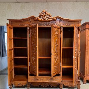 Tủ quần áo tân cổ điển gỗ gõ Nam Phi cao cấp
