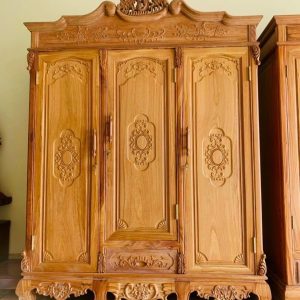 Tủ quần áo tân cổ điển gỗ gõ Nam Phi cao cấp