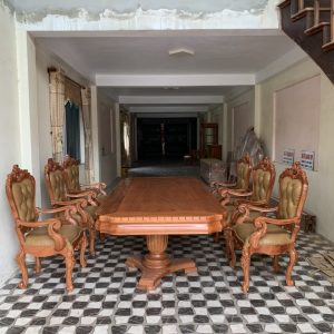 Bộ bàn ăn đệm da siêu vip - xưởng gỗ quanh huy.com