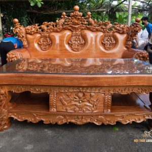 Bộ bàn ghế hoàng gia nguyên khối Cá Chép Tài Lộc