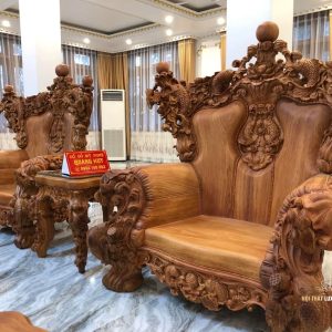 Bộ bàn ghế hoàng gia nguyên khối Cá Chép Tài Lộc
