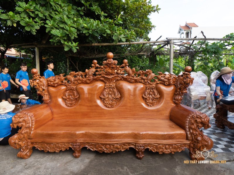 Bộ bàn ghế hoàng gia nguyên khối Cá Chép Tài Lộc