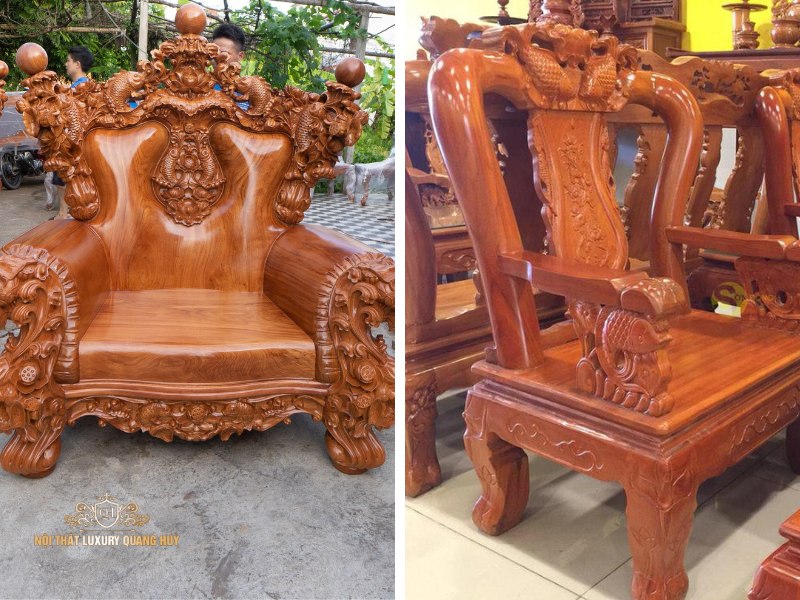 Bộ bàn ghế hoàng gia nguyên khối Cá Chép Tài Lộc