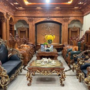 bộ bàn ghế hoàng gia 6 món thiếp vàng