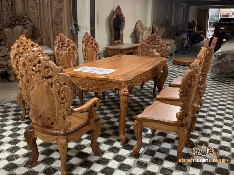 bộ bàn ghế ăn bằng gỗ tự nhiên