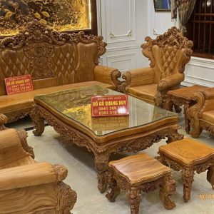 bộ bàn ghế hoàng gia nguyên khối gỗ gõ đỏ