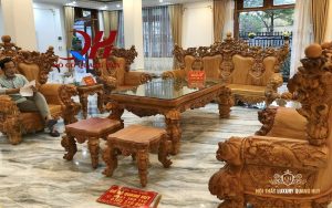 bộ bàn ghế hoàng gia nguyên khối gỗ gõ đỏ