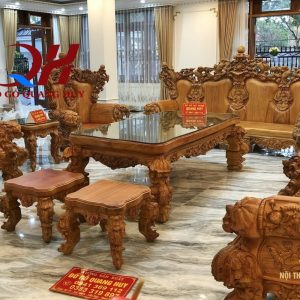 bộ bàn ghế hoàng gia nguyên khối gỗ gõ đỏ