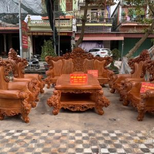 bộ bàn ghế hoàng gia nguyên khối gỗ gõ đỏ