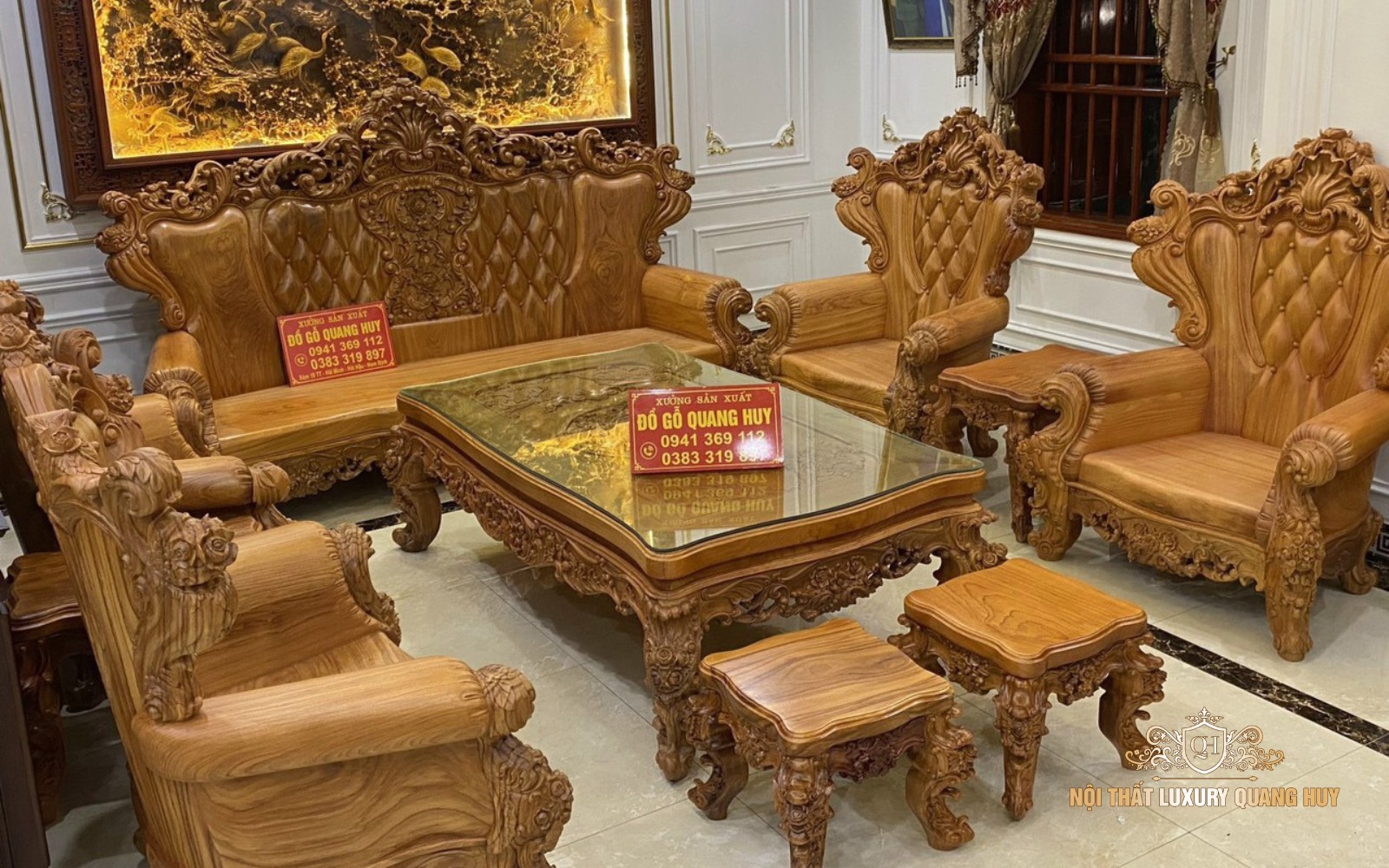 bộ bàn ghế gỗ phòng khách gỗ tự nhiên