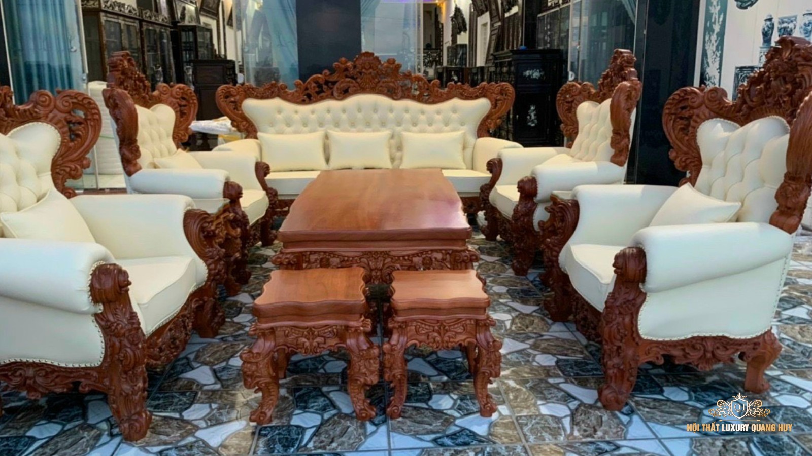 bộ bàn ghế gỗ phòng khách gỗ tự nhiên