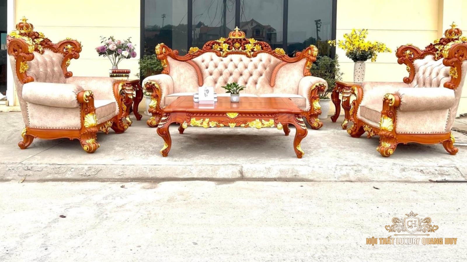 bộ bàn ghế gỗ phòng khách gỗ tự nhiên