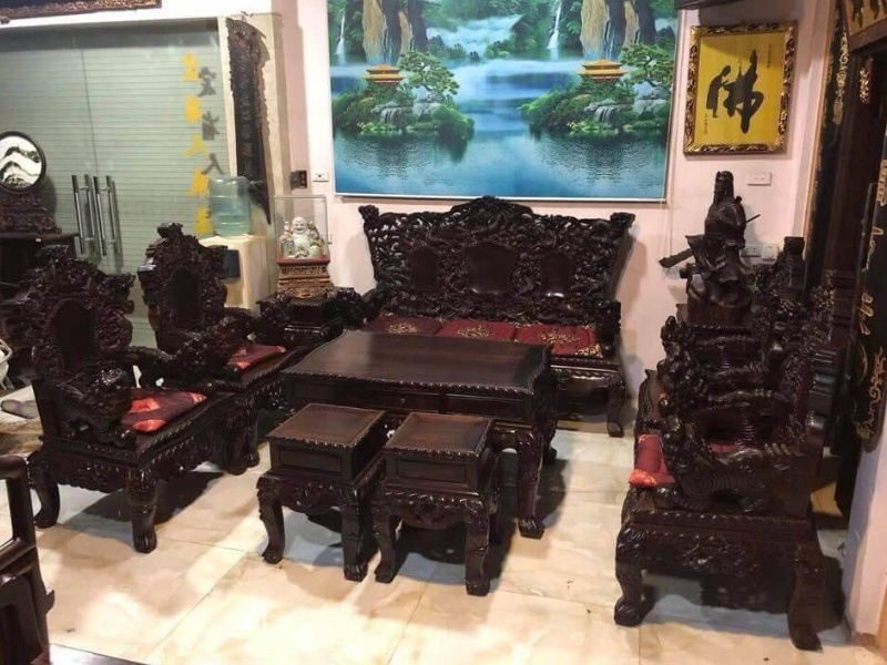 Bộ bàn ghế hoàng gia gỗ mun sừng