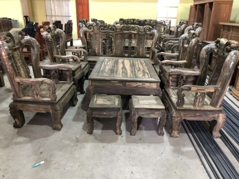 bộ bàn ghế hoàng gia gỗ mun Nam Phi