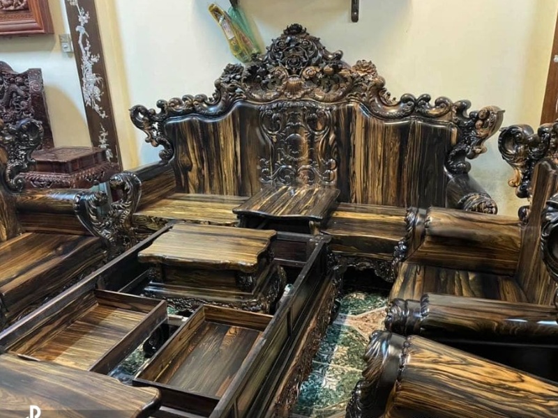 Mẫu bàn ghế hoàng gia gỗ mun Lào