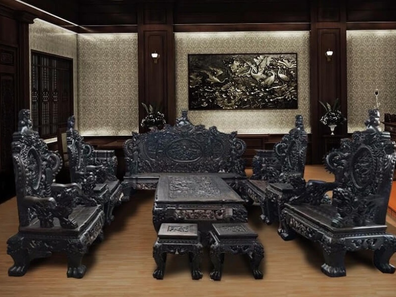 Bàn ghế hoàng gia gỗ mun đen