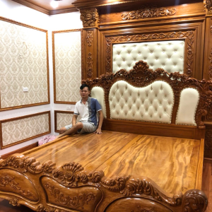 giường gỗ nguyên khối