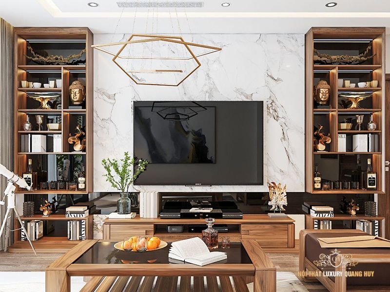 kệ tivi phòng khách đẹp kết hợp tủ rượu