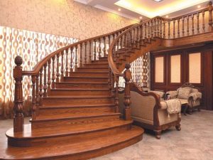 cầu thang gỗ biệt thự