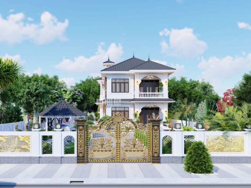 cổng biệt thự nhà vườn
