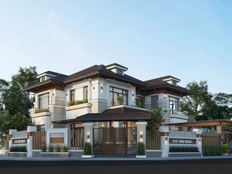 cổng biệt thự nhà vườn