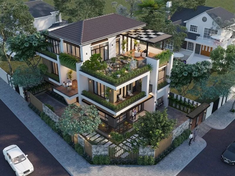 cổng biệt thự nhà vườn