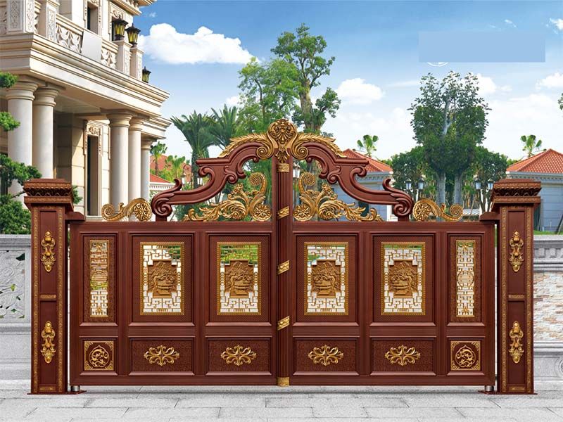 cổng gỗ biệt thự đẹp