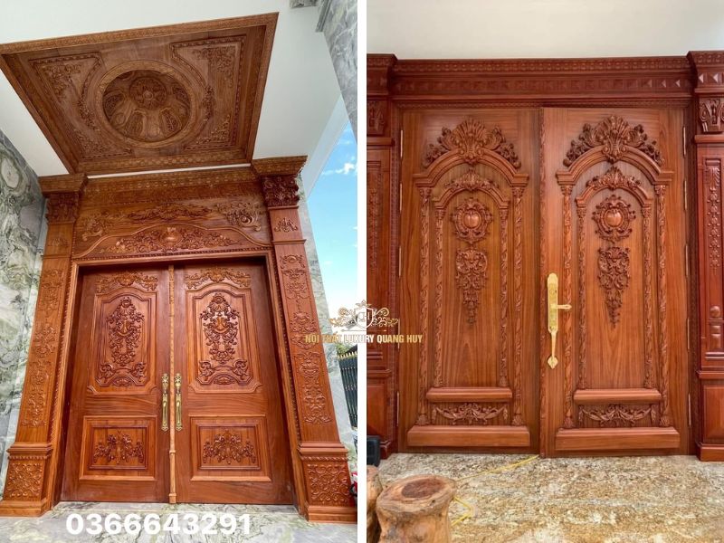cửa gỗ biệt thự tân cổ điển