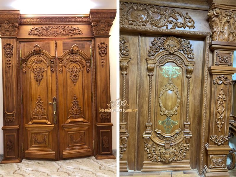 cửa gỗ biệt thự tân cổ điển