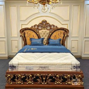 giường tân cổ điển bọc da