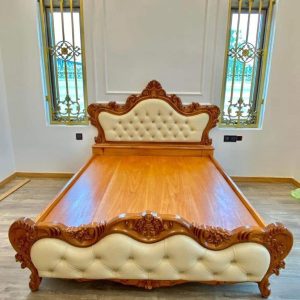 giường tân cổ điển bọc da