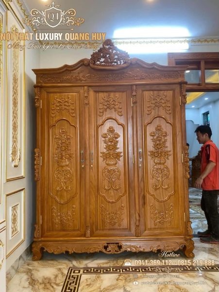 mẫu tủ quần áo gỗ tự nhiên 3 cánh