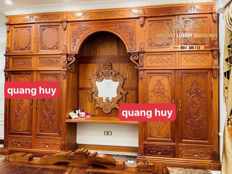 mẫu tủ quần áo gỗ tự nhiên 4 cánh